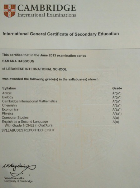 Certificate of secondary education